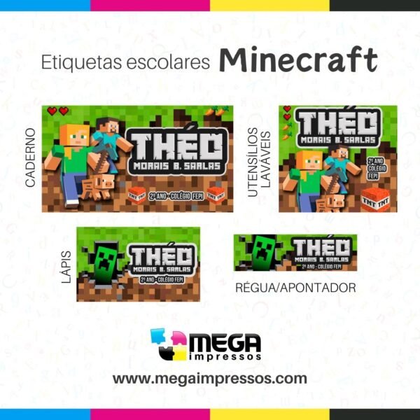 Etiqueta Escolar - Mega Impressos - Itajubá - Impressão Personalizada Minecraft2