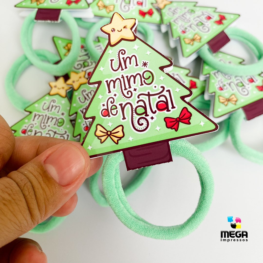 comprar lembrancinha para cliente em itajuba Endomarketing - Brindes Personalizado - Brindes corporativos - Kit de brinde para empresa - tag com xuxinha de cabelo para o natal - tag com xuxinha