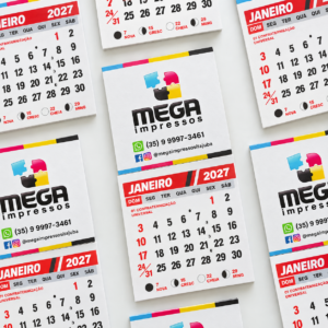 Mini Calendário Personalizado 2027 com Foto ou Logotipo,