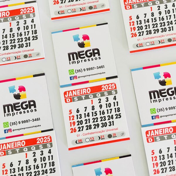 Mini Calendário 2025 - Personalizado com LOGO ou FOTO - 20 unidades
